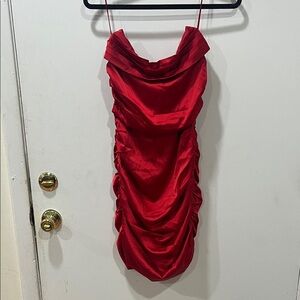 AKIRA Bold Red Ruched Mini Dress